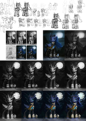 Size: 2296x3240 | Tagged: safe, artist:assasinmonkey, princess luna, tiberius, g4, crown, high res, military uniform, progress, sketch, wip