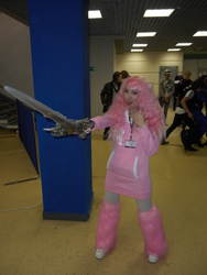 Size: 3864x5152 | Tagged: safe, oc, oc:fluffle puff, human, 2015, clothes, cosplay, frostmourne, irl, irl human, photo, rubronycon, russian, sword