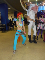 Size: 3864x5152 | Tagged: safe, rainbow dash, human, g4, 2015, clothes, cosplay, frostmourne, irl, irl human, photo, rubronycon, russian