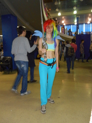 Size: 3864x5152 | Tagged: safe, rainbow dash, human, g4, 2015, clothes, cosplay, frostmourne, irl, irl human, photo, rubronycon, russian