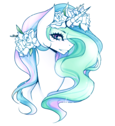 Size: 2488x2708 | Tagged: safe, artist:cristate, princess celestia, g4, female, floral head wreath, flower, high res, solo