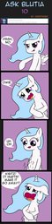 Size: 435x1834 | Tagged: safe, artist:icesticker, princess celestia, alicorn, pony, g4, askblutia, bipedal, blutia, crying, hooves on belly, stomach ache, stomach growl, stomach noise, stomach pain, tears of pain, tempting fate, tummy ache