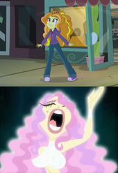 Size: 611x898 | Tagged: safe, screencap, adagio dazzle, siren, equestria girls, g4, my little pony equestria girls: rainbow rocks, comparison, samurai jack, singing