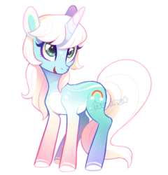 Size: 559x582 | Tagged: safe, artist:tsurime, oc, oc only, pony, unicorn, cute, female, horn, looking at someone, looking at something, mare, old art, rainbow, simple background, solo, sparkles, sparkly eyes, starry eyes, stars, transparent background, unicorn oc, wingding eyes