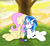 Size: 2492x2300 | Tagged: safe, artist:manfartwish, dj pon-3, fluttershy, vinyl scratch, g4, high res