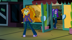 Size: 1920x1080 | Tagged: safe, artist:anon3434, edit, edited screencap, editor:anon3434, screencap, adagio dazzle, aria blaze, human, equestria girls, g4, accident, diaper, diaper edit, diaper fetish, female, need to pee, non-baby in diaper, pissing, potty time, urine, wetting