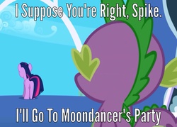 Size: 1004x719 | Tagged: safe, edit, edited screencap, screencap, moondancer, spike, twilight sparkle, pony, unicorn, amending fences, friendship is magic, g4, alternate scenario, alternate universe, eyes on the prize, hilarious in hindsight, image macro, meme, twilight's canterlot home, unicorn twilight