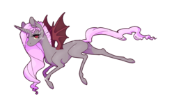 Size: 1024x593 | Tagged: safe, oc, oc only, oc:nocquiem, alicorn, hybrid, pony, alicorn oc, interspecies offspring, next generation, offspring, parent:discord, parent:princess celestia, parents:dislestia, simple background, solo, transparent background