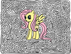 Size: 920x700 | Tagged: safe, artist:ericjeckert, fluttershy, pegasus, pony, g4, female, labyrinth, mare, maze, solo