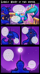 Size: 1500x2766 | Tagged: safe, artist:vavacung, princess celestia, princess luna, comic:to love alicorn, g4, comic, mare in the moon, moon