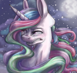 Size: 1883x1768 | Tagged: safe, artist:ebonytails, princess celestia, g4, crying, female, moon, solo