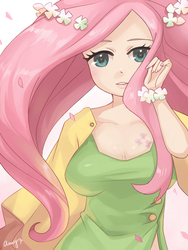 Size: 600x800 | Tagged: safe, artist:amy30535, fluttershy, human, g4, breasts, busty fluttershy, female, humanized, pretty, solo