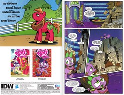 Size: 1209x924 | Tagged: safe, artist:brenda hickey, idw, official comic, big macintosh, spike, twilight sparkle, alicorn, pony, friends forever #17, g4, my little pony: friends forever, spoiler:comic, comic, female, idw advertisement, mane bite, mane chewing, mare, munching, nom, paperwork, preview, speech bubble, twilight sparkle (alicorn)