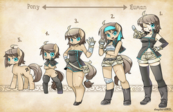 Size: 1600x1035 | Tagged: safe, artist:shepherd0821, oc, oc only, human, pony, anthro, semi-anthro, unguligrade anthro, anthro chart, bandeau, belly button, clothes, dress, midriff, ponified