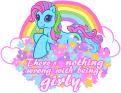 Size: 1362x1038 | Tagged: safe, artist:anscathmarcach, rainbow dash (g3), earth pony, pony, g3, g4, female, feminism, feminist ponies, mouthpiece, positive ponies, solo
