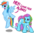 Size: 1044x1010 | Tagged: safe, artist:anscathmarcach, rainbow dash, rainbow dash (g3), earth pony, pegasus, pony, g3, g4, crying, defending, dialogue, duo, duo female, female, floating, flying, loyalty, mare, ponies defending previous generation, self ponidox, simple background, spread wings, transparent background, white background, wings
