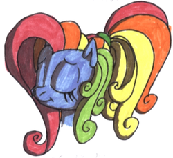 Size: 754x690 | Tagged: safe, artist:colossalstinker, rainbow dash (g3), g3, g3.5, calm, eyes closed, female, solo, traditional art