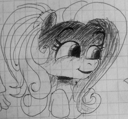 Size: 2229x2085 | Tagged: safe, artist:colossalstinker, rainbow dash (g3), g3, g3.5, female, graph paper, high res, monochrome, solo, traditional art
