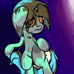 Size: 1200x1200 | Tagged: safe, artist:wavepon, lyra heartstrings, pony, g4, bipedal, female, sad, solo, standing
