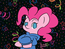 Size: 1280x960 | Tagged: safe, artist:penn-name, pinkie pie, earth pony, pony, g4, bipedal, clothes, female, hoodie, rapper pie, solo