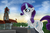 Size: 2475x1641 | Tagged: safe, artist:made-in-donuts, rarity, pony, unicorn, g4, bern, building, city, cloud, cloudy, female, giant pony, giantess, macro, magic, mare, morning, sky, sun, sunrise, switzerland, tree