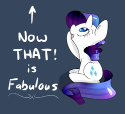 Size: 660x600 | Tagged: safe, artist:mister-true, rarity, pony, unicorn, g4, arrow, askfillyrarity, caption, cute, fabulous, female, filly, filly rarity, juxtaposition bait, looking up, open mouth, pointing, reaction, reaction image, simple background, sitting, smiling, solo, younger