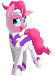 Size: 725x1000 | Tagged: safe, artist:notenoughapples, artist:sykobelle, fili-second, pinkie pie, pony, g4, power ponies (episode), collaboration, female, power ponies, simple background, solo, transparent background