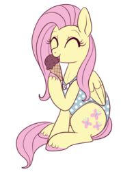 Size: 381x539 | Tagged: safe, artist:lulubell, fluttershy, g4, clothes, cute, female, ice cream, licking, one-piece swimsuit, shyabetes, simple background, solo, swimsuit, tongue out, transparent background
