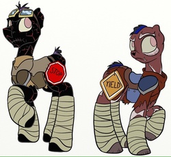 Size: 640x585 | Tagged: artist needed, safe, ghoul, fallout equestria, armor, bandage