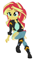 Size: 1200x2058 | Tagged: safe, artist:discorded-joker, sunset shimmer, equestria girls, rainbow rocks, boots, clothes, cute, female, jacket, leather jacket, pants, shimmerbetes, shoes, simple background, solo, transparent background