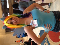 Size: 3264x2448 | Tagged: safe, rainbow dash, human, g4, a-kon, clothes, cosplay, high res, irl, irl human, photo