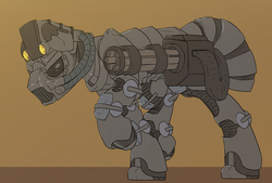 Size: 3653x2465 | Tagged: safe, artist:noxy, oc, oc only, oc:steelhooves, earth pony, pony, fallout equestria, high res, power armor, steel ranger