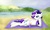 Size: 1024x616 | Tagged: safe, artist:kotezio, rarity, g4, beach, blanket, drink, river, solo, vacation