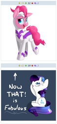 Size: 260x558 | Tagged: safe, fili-second, pinkie pie, rarity, derpibooru, g4, exploitable meme, juxtaposition, juxtaposition win, meme, meta