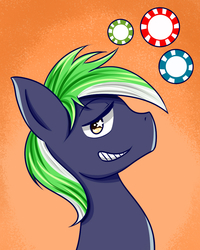 Size: 800x1000 | Tagged: safe, artist:cartoonartist, artist:senseijiufu, oc, oc only, oc:moonlit ace, pony, portrait, solo