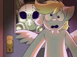Size: 2500x1844 | Tagged: safe, artist:pixel-prism, derpy hooves, pegasus, pony, g4, female, friday the 13th, jason voorhees, mare, ponified