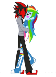 Size: 760x1052 | Tagged: safe, artist:ferrokiva, rainbow dash, equestria girls, g4, crossover, crossover shipping, equestria girls-ified, female, male, shadow the hedgehog, shipping, sonic the hedgehog, sonic the hedgehog (series), straight