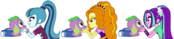 Size: 9851x2206 | Tagged: safe, hundreds of users filter this tag, adagio dazzle, aria blaze, sonata dusk, spike, dog, equestria girls, g4, backpack, bedroom eyes, eye contact, female, grin, heart eyes, love, lucky bastard, male, petting, ship:adagiospike, ship:ariaspike, ship:spinata, shipping, show accurate, simple background, smiling, spike gets all the equestria girls, spike gets all the mares, spike the dog, spikelove, straight, the dazzlings, transparent background, vector, wingding eyes