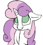 Size: 140x148 | Tagged: safe, artist:yoditax, sweetie belle, g4, flockdraw, floppy ears, happy, looking up, lowres, no catchlights, no pupils, simple background, smiling, solo, white background