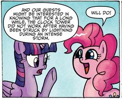 Size: 822x666 | Tagged: safe, artist:agnes garbowska, idw, pinkie pie, twilight sparkle, alicorn, pony, g4, spoiler:comic, spoiler:comic31, back to the future, comic, female, mare, reference, twilight sparkle (alicorn)