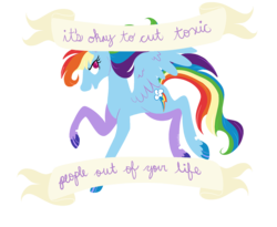 Size: 1100x900 | Tagged: dead source, safe, artist:tinyfeather, rainbow dash, g4, backwards cutie mark, banner, female, meta, mouthpiece, solo