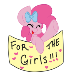 Size: 709x714 | Tagged: safe, artist:purrling, pinkie pie, g4, female, feminism, heart, meta, mouthpiece, solo