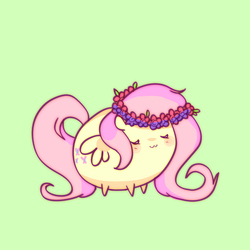 Size: 1280x1280 | Tagged: safe, artist:pekou, part of a set, fluttershy, g4, chubbie, female, floral head wreath, solo