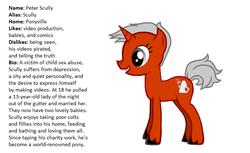 Size: 695x426 | Tagged: safe, artist:double rainbow, oc, oc only, oc:scully, bio, reference sheet, solo