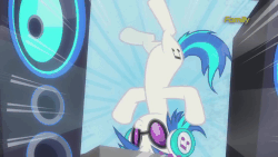 Size: 1280x720 | Tagged: safe, screencap, dj pon-3, vinyl scratch, pony, unicorn, g4, slice of life (episode), animated, both cutie marks, butt, female, headstand, mare, plot, solo, turntable, upside down