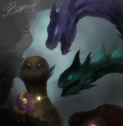 Size: 2003x2050 | Tagged: safe, artist:syazmeep, oc, oc only, dragon, cave, digital art, high res