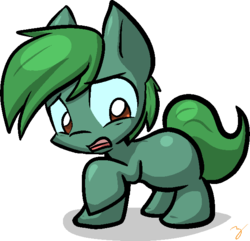 Size: 623x600 | Tagged: safe, artist:zutcha, oc, oc only, oc:lonely day, earth pony, pegasus, pony, fanfic:the last pony on earth, ponies after people, blank flank, cute, female, hooves, mare, open mouth, raised hoof, solo, wings