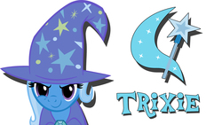 Size: 1920x1080 | Tagged: safe, artist:templarhappy, artist:triox404, edit, trixie, pony, unicorn, g4, cap, clothes, cutie mark, female, hat, mare, simple, trixie's hat, vector, wallpaper, wallpaper edit