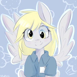 Size: 900x900 | Tagged: safe, artist:silbersternenlicht, derpy hooves, anthro, g4, clothes, female, solo