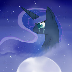 Size: 1000x1000 | Tagged: safe, artist:lucinda250, princess luna, g4, crying, female, moon, solo